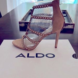 Aldo, size 8 nude, gold studded heals. Never worn